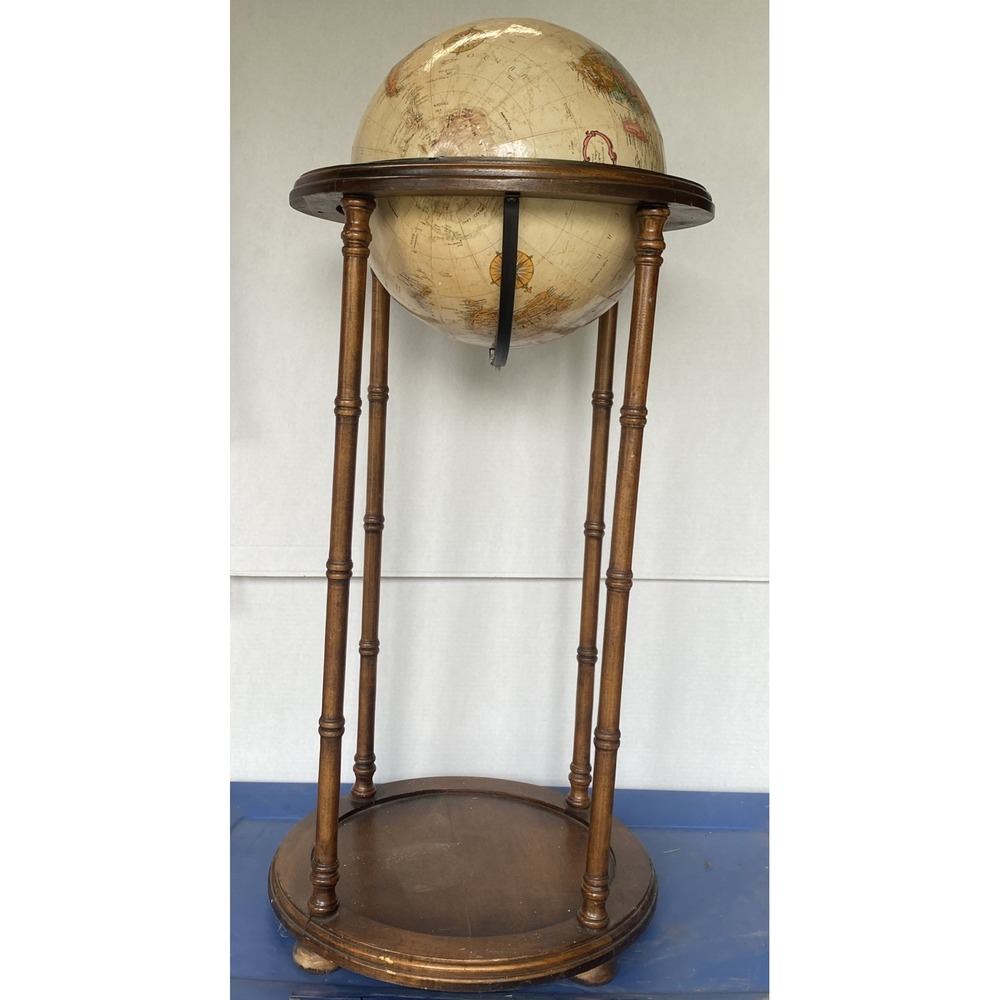 1978 Replogle 12" World Classic Globe on Butler Specialty Co. Wood Floor Stand